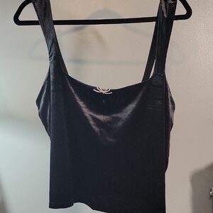 Wild Fable Black Fitted Crop Tank Top